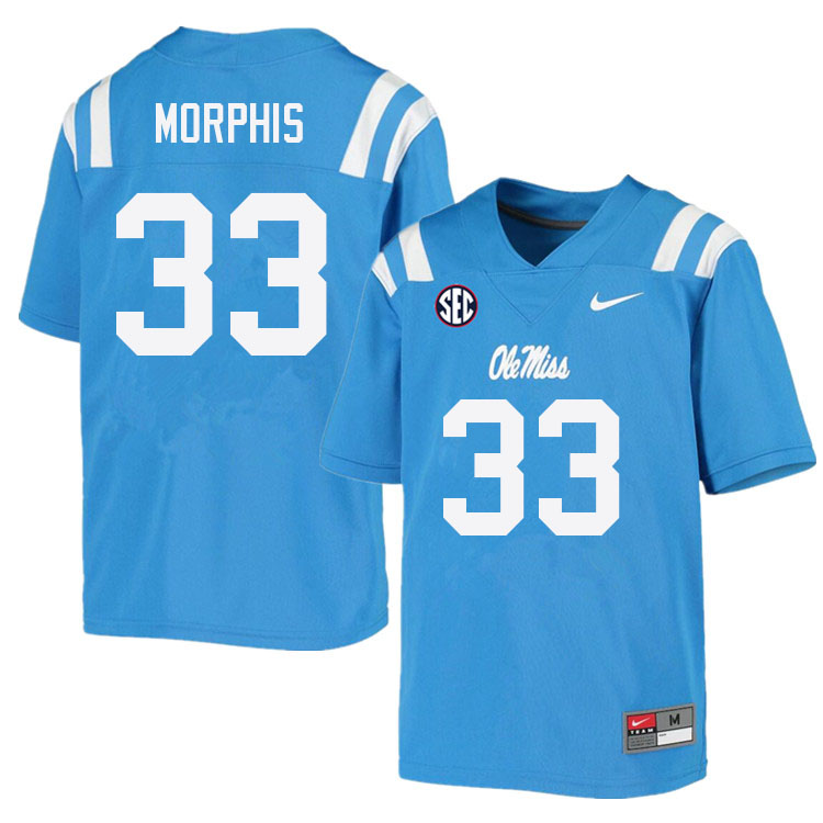 Austin Morphis Ole Miss Rebels NCAA Men's Powder Blue #33 Stitched Limited College Football Jersey EMN4658GP